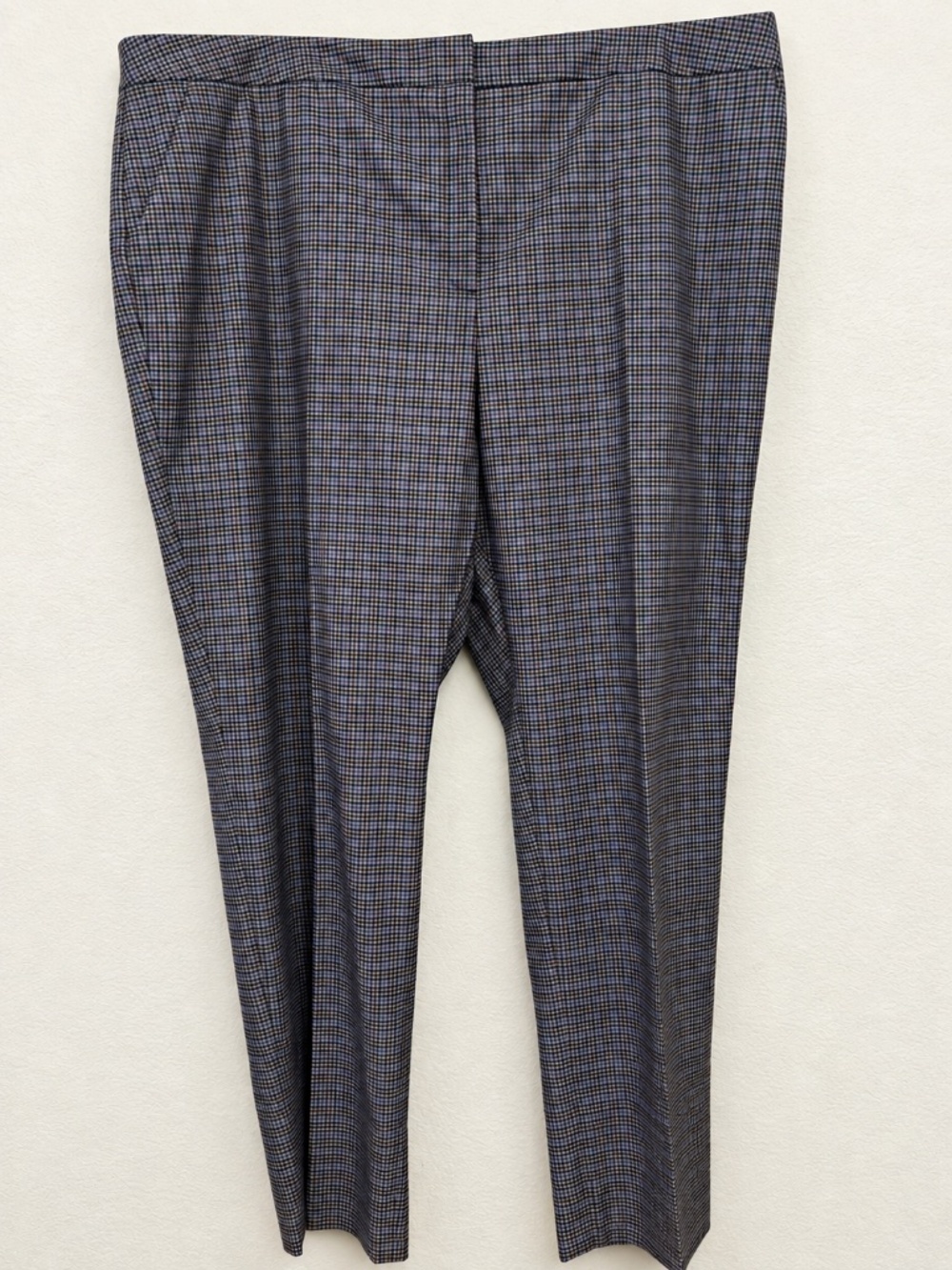 NWT Halogen Crosby Check Stovepipe Pants Plus Size 26 Purple Plaid Stretch